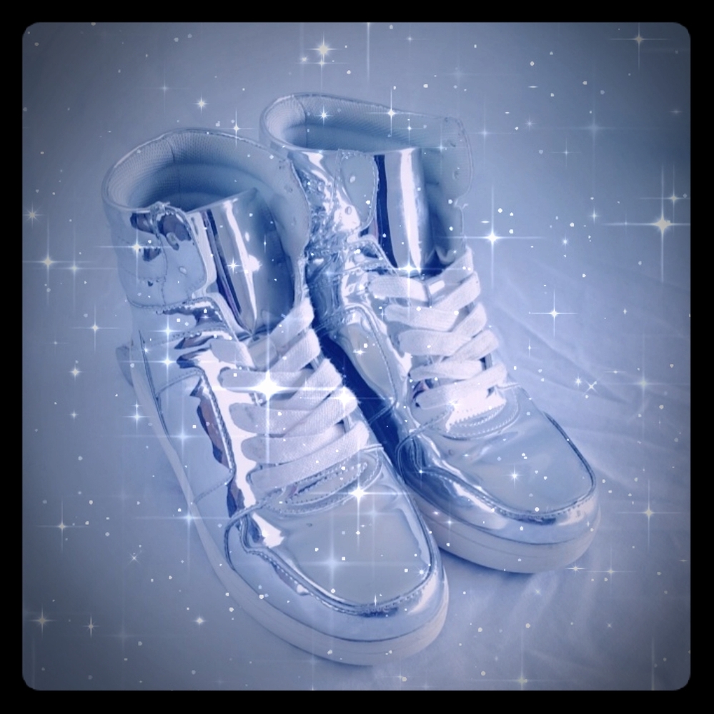 Girls Justice Mirror Finish 💎 High Top Sneakers